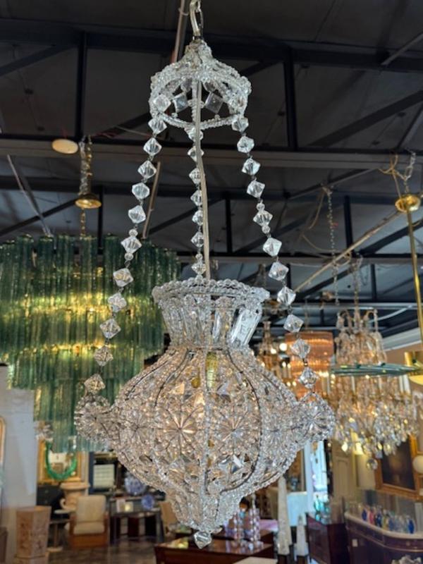 Vintage Italian Beaded Crystal Pendant Chandeliers - Image 6
