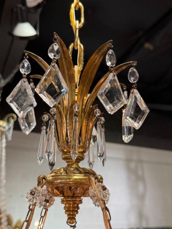 19th Century French Gilt Bronze and Crystal Chandeliers with Cobalt Glass - Image 6