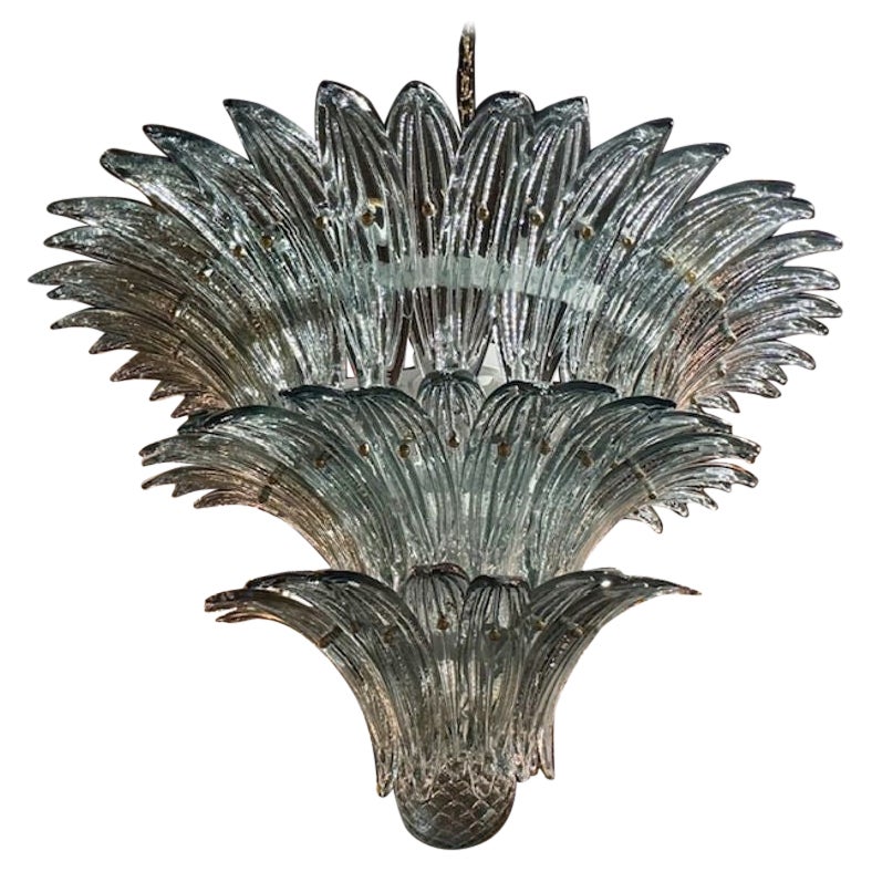Fontana Green Palm Leaf Murano Glass Chandelier