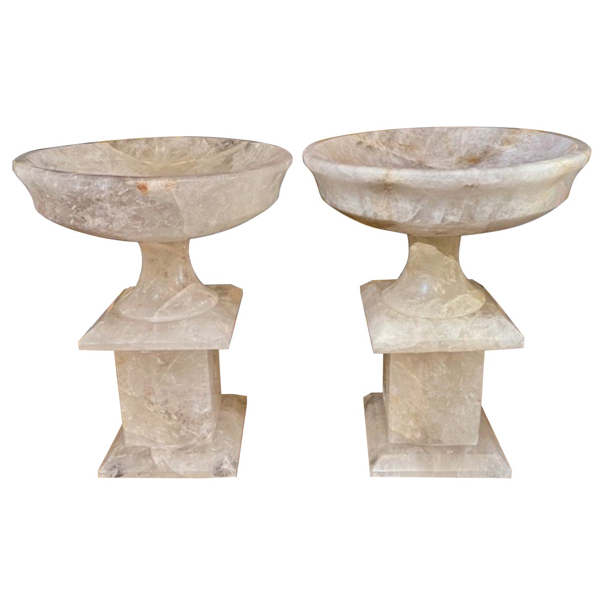 Pair of Rock Crystal Tazzas from Brazil