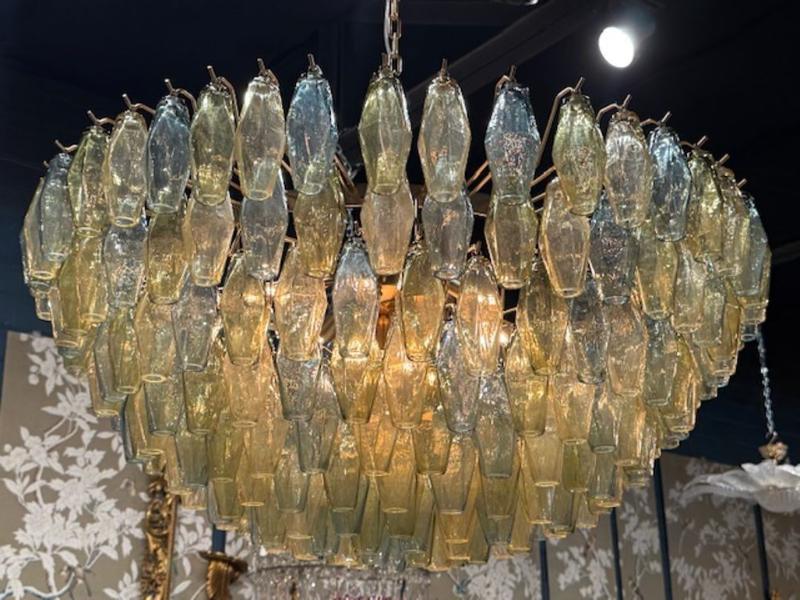 Beautiful Tri-Color Poliheder Murano Glass Waterfall Chandelier - Image 2