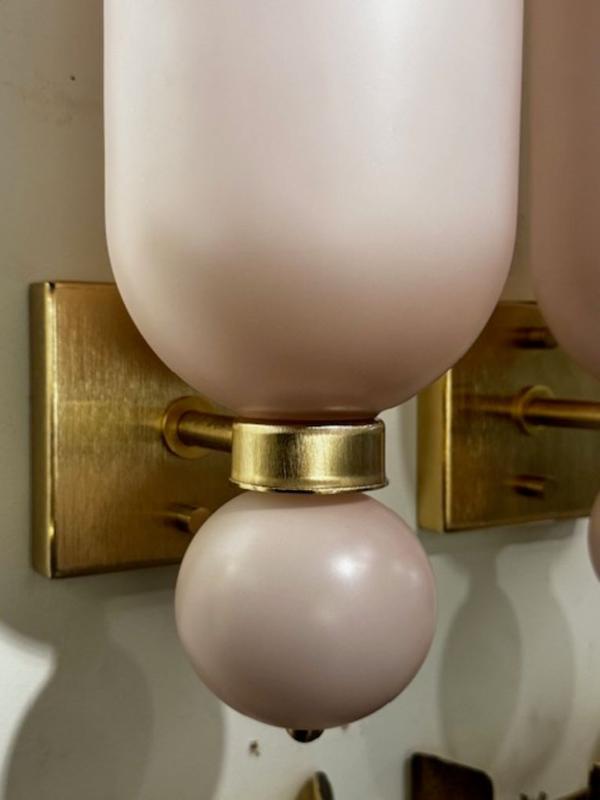 Pair of Murano Glass Pink Matte Cone Form Sconces - Image 3