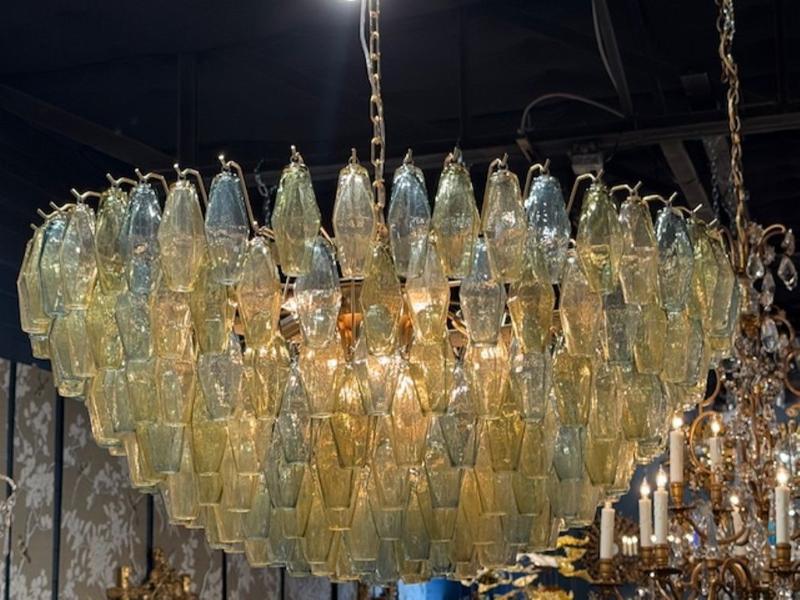 Beautiful Tri-Color Poliheder Murano Glass Waterfall Chandelier - Image 3