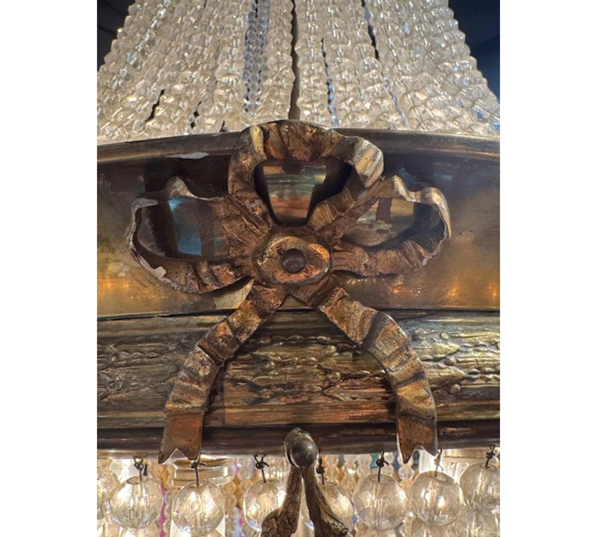 Antique French Louis XVI Basket Style French Chandelier - Image 4