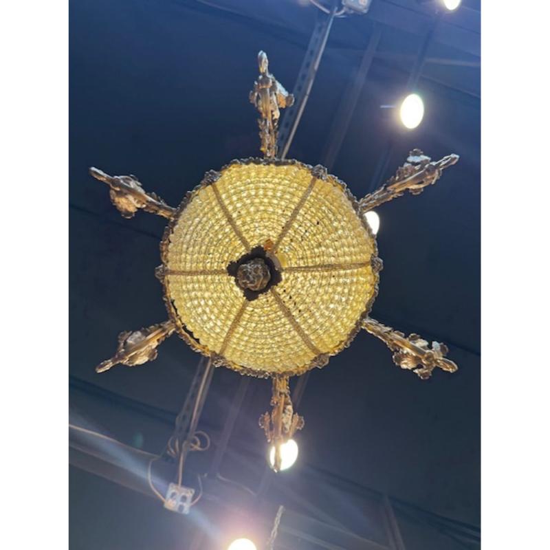 19th Century French Bronze and Crystal Chandelier - Image 4