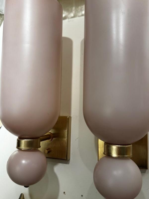 Pair of Murano Glass Pink Matte Cone Form Sconces - Image 4