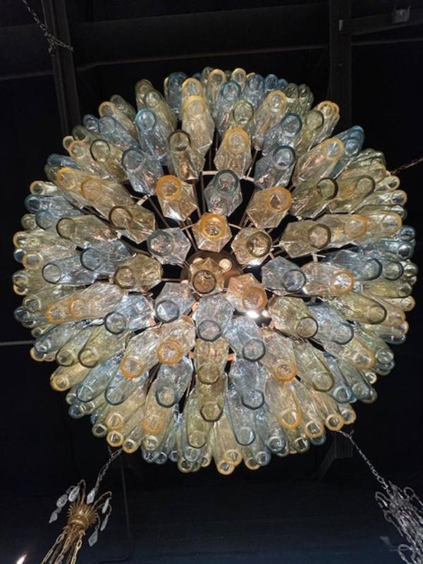 Beautiful Tri-Color Poliheder Murano Glass Waterfall Chandelier - Image 4
