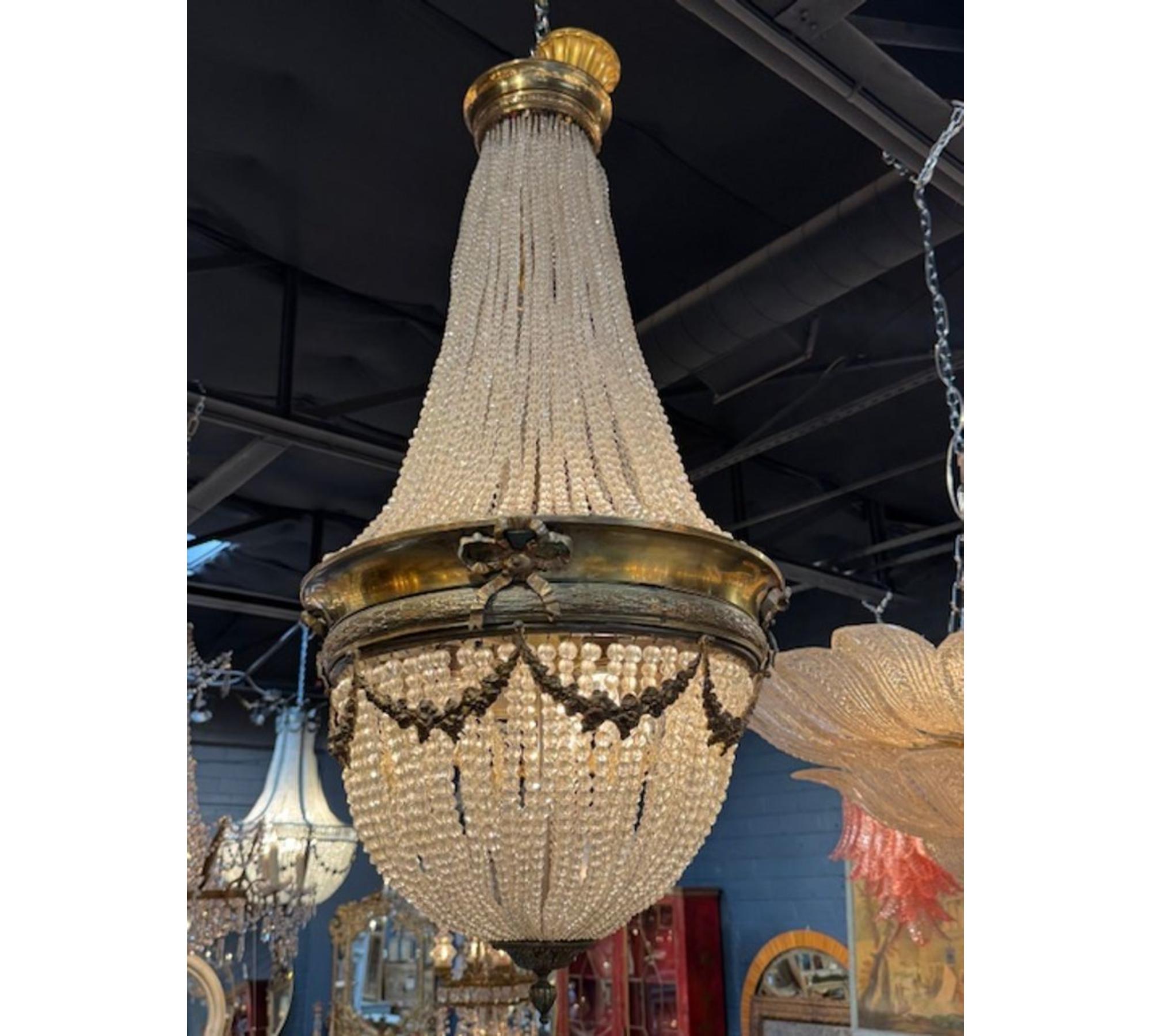 Antique French Louis XVI Basket Style French Chandelier - Image 5