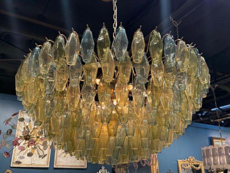 Beautiful Tri-Color Poliheder Murano Glass Waterfall Chandelier - Image 5