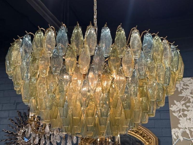 Beautiful Tri-Color Poliheder Murano Glass Waterfall Chandelier - Image 6