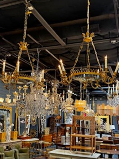 Fine 19th c. Baltic Gilt Bronze Neoclassical Chandeliers - Image 2