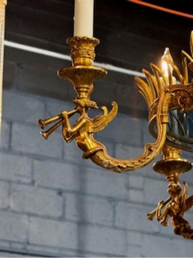 Fine 19th c. Baltic Gilt Bronze Neoclassical Chandeliers - Image 3