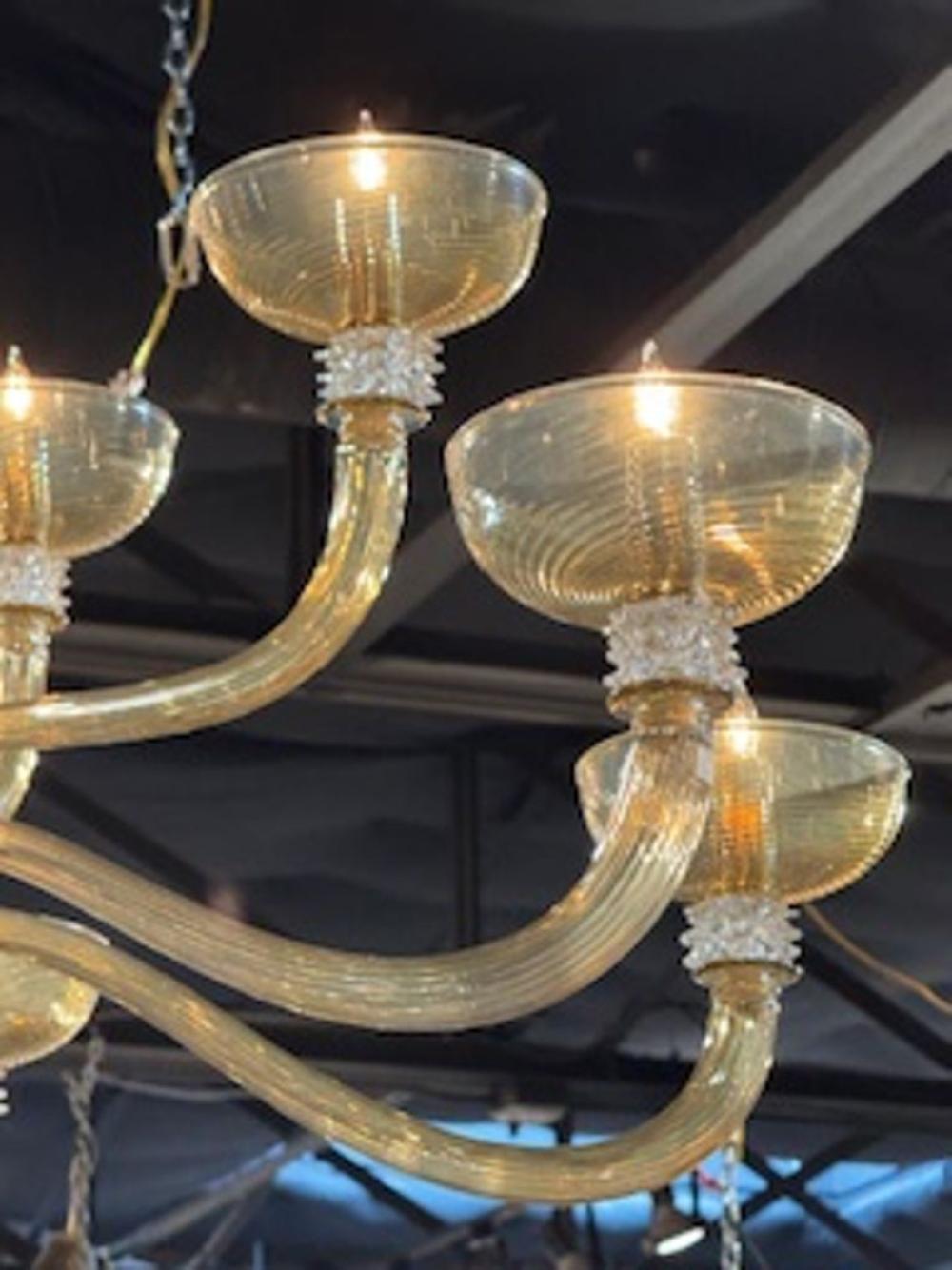 Large Murano Rostrada Chandelier in Amber and Clear - Image 3
