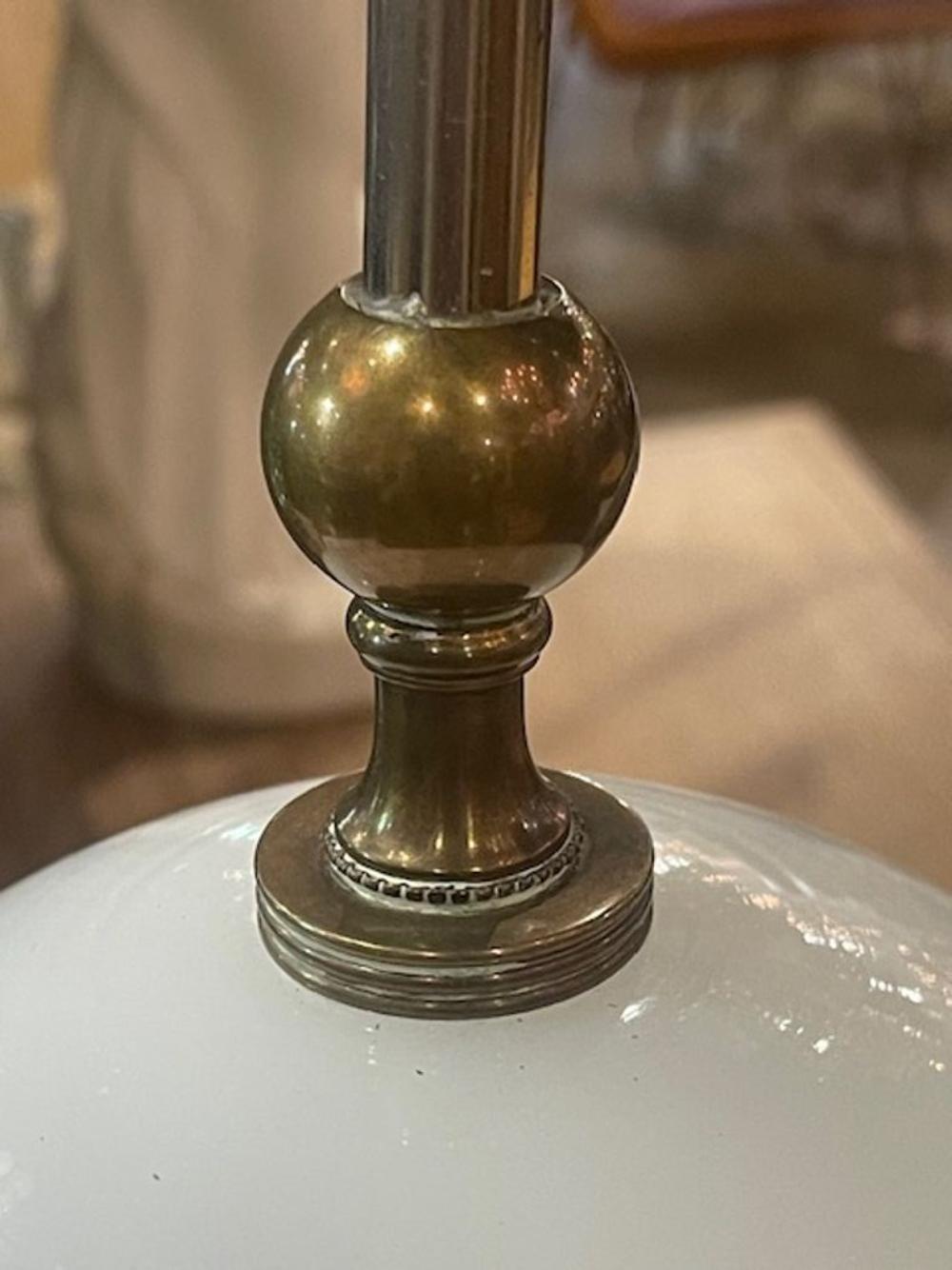 Antique French Opaline and Bronze Lamp - Image 4