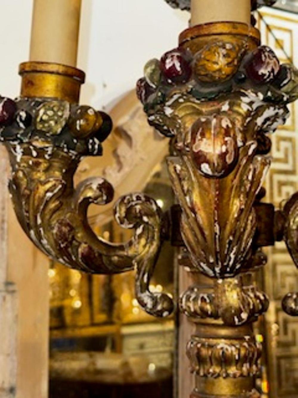 Pair of 19th c. Italian Giltwood Torchieres Floor Lamps - Image 4