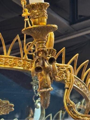 Fine 19th c. Baltic Gilt Bronze Neoclassical Chandeliers - Image 4