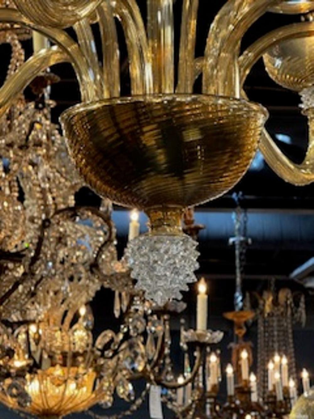 Large Murano Rostrada Chandelier in Amber and Clear - Image 4