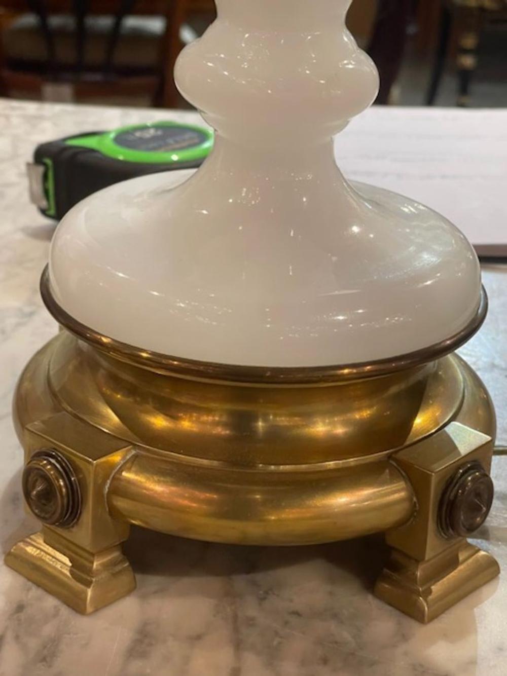 Antique French Opaline and Bronze Lamp - Image 5