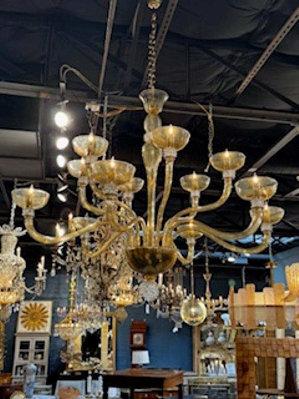 Large Murano Rostrada Chandelier in Amber and Clear - Image 5