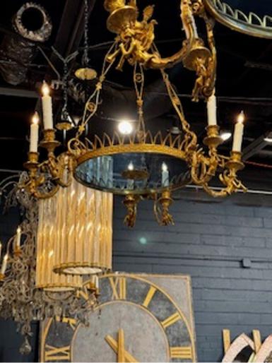 Fine 19th c. Baltic Gilt Bronze Neoclassical Chandeliers - Image 6