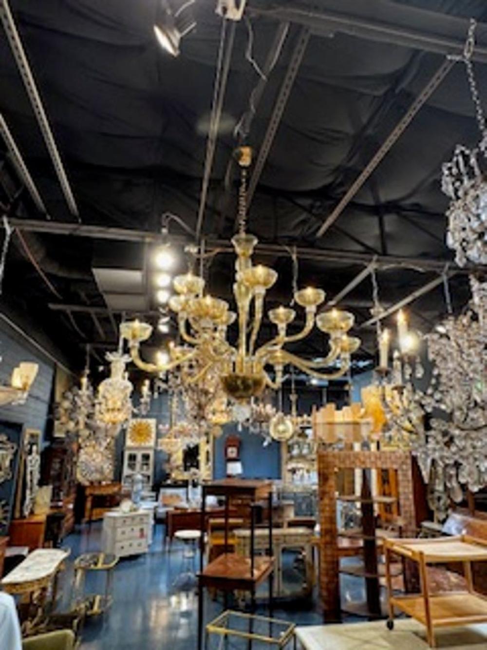 Large Murano Rostrada Chandelier in Amber and Clear - Image 6