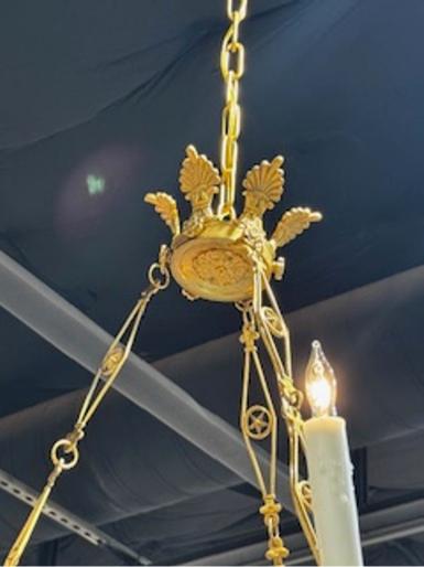 Fine 19th c. Baltic Gilt Bronze Neoclassical Chandeliers - Image 7