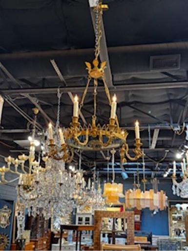 Fine 19th c. Baltic Gilt Bronze Neoclassical Chandeliers - Image 8