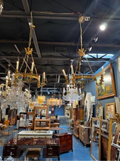 Fine 19th c. Baltic Gilt Bronze Neoclassical Chandeliers - Image 9