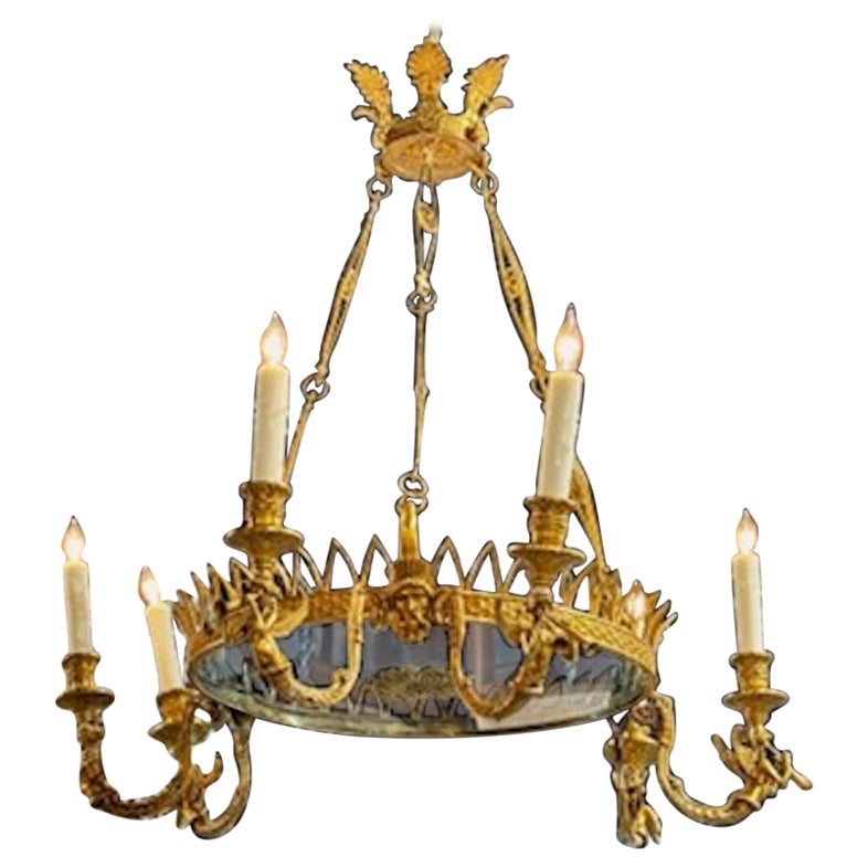 Fine 19th c. Baltic Gilt Bronze Neoclassical Chandeliers