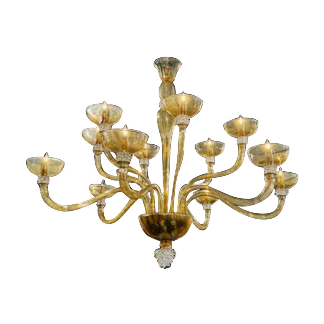 Large Murano Rostrada Chandelier in Amber and Clear