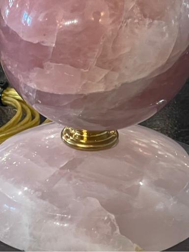 Vintage Polished Rose Quartz Lamp - Image 2