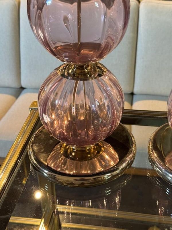 Pair of Murano Lavender Ball Lamps - Image 2