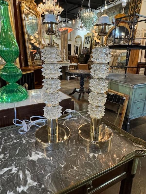 Pair of Rostri Murano Glass Lamps - Image 2