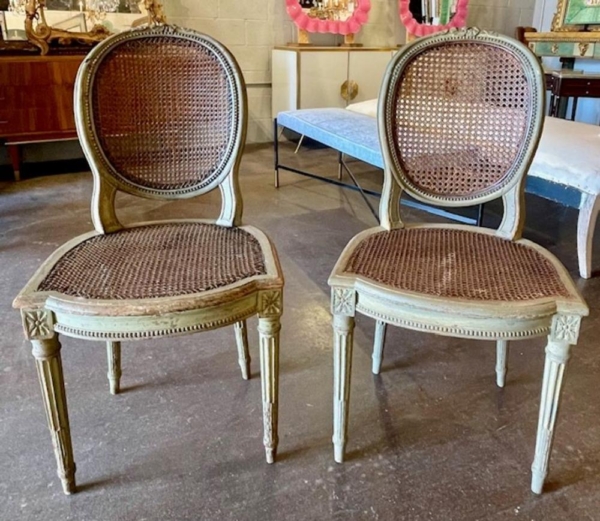 Pair of French Louis XVI Cane Side Chairs - Legacy Antiques