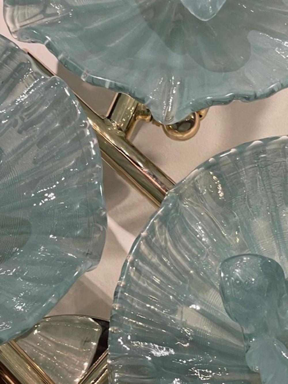 Pair of Murano Green Flower Disc Sconces - Image 3