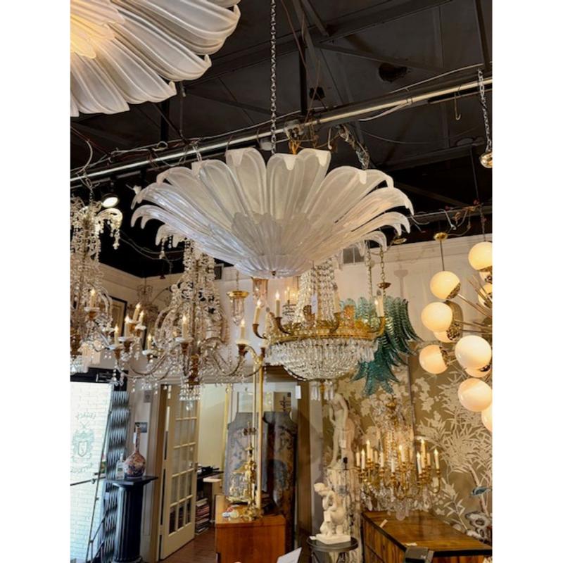 Modern Murano Frost Glass Flower Form Flush Mount Chandelier - Image 3