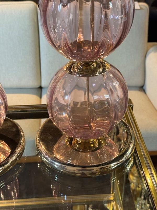 Pair of Murano Lavender Ball Lamps - Image 3