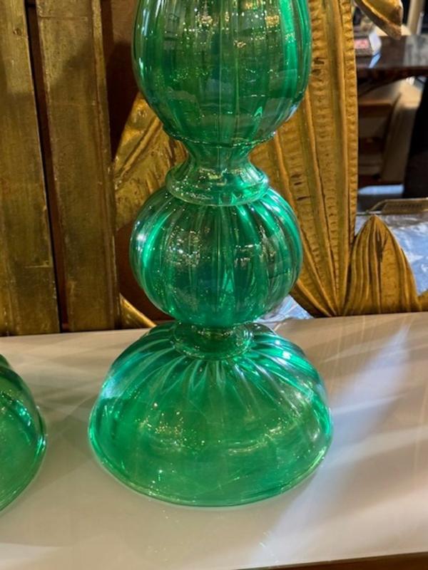 Pair of Murano Kelly Green Lamps - Image 3