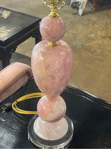Vintage Polished Rose Quartz Lamp - Image 4