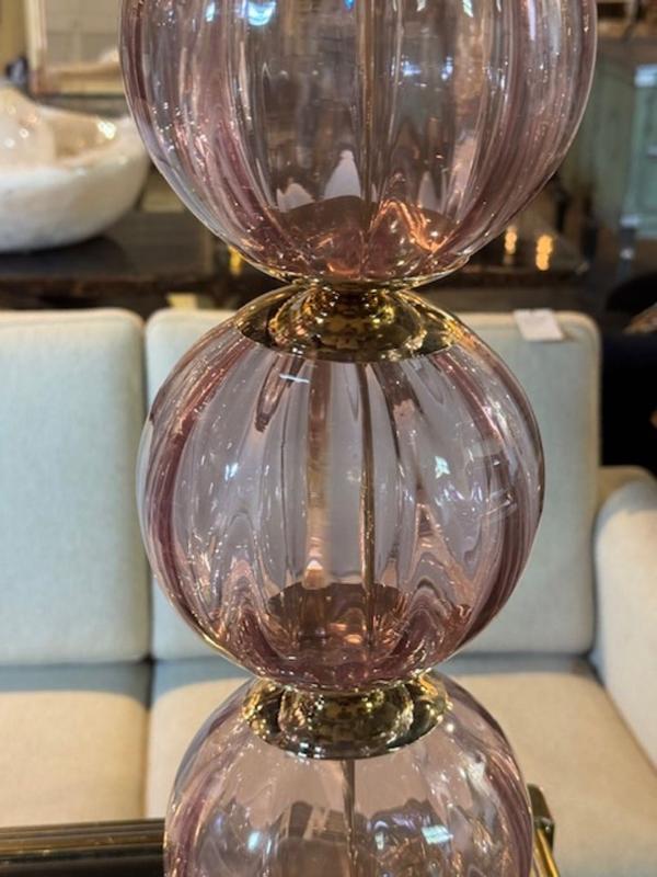 Pair of Murano Lavender Ball Lamps - Image 4