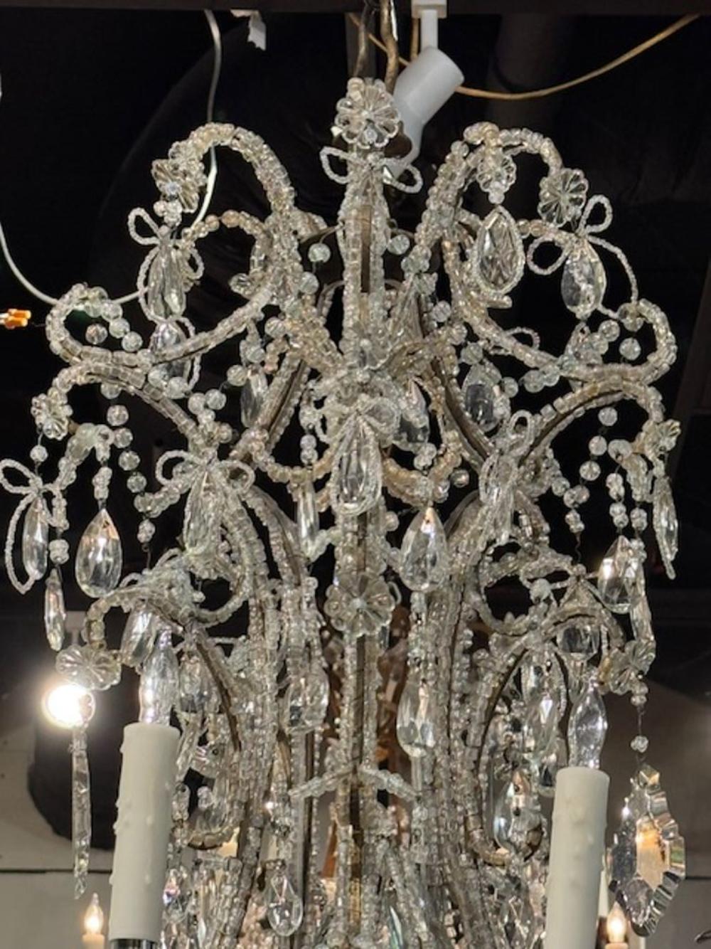 19th c. Italian Beaded Chandelier - Image 4