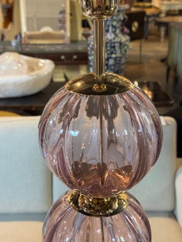 Pair of Murano Lavender Ball Lamps - Image 5