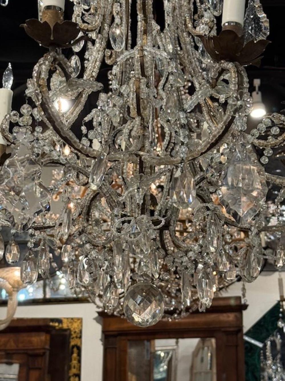 19th c. Italian Beaded Chandelier - Image 5