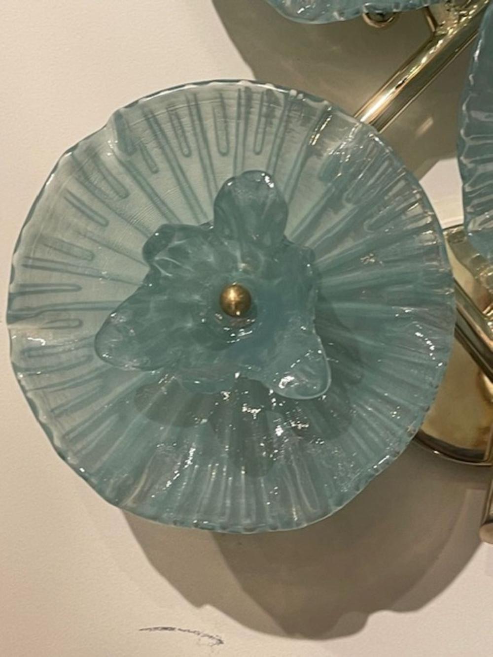 Pair of Murano Green Flower Disc Sconces - Image 6