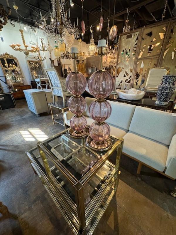 Pair of Murano Lavender Ball Lamps - Image 6