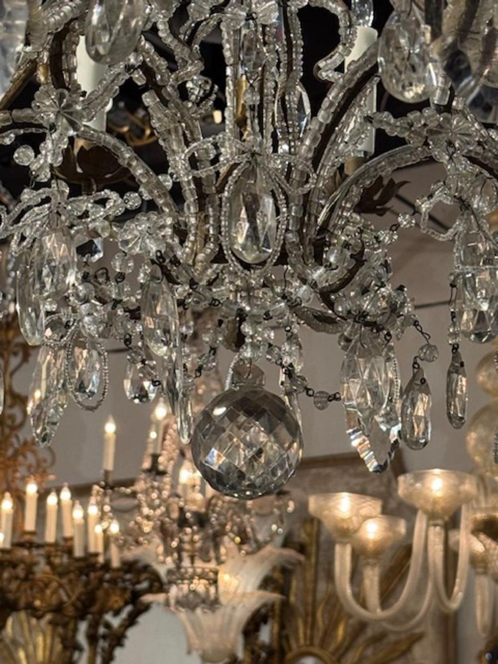 19th c. Italian Beaded Chandelier - Image 6