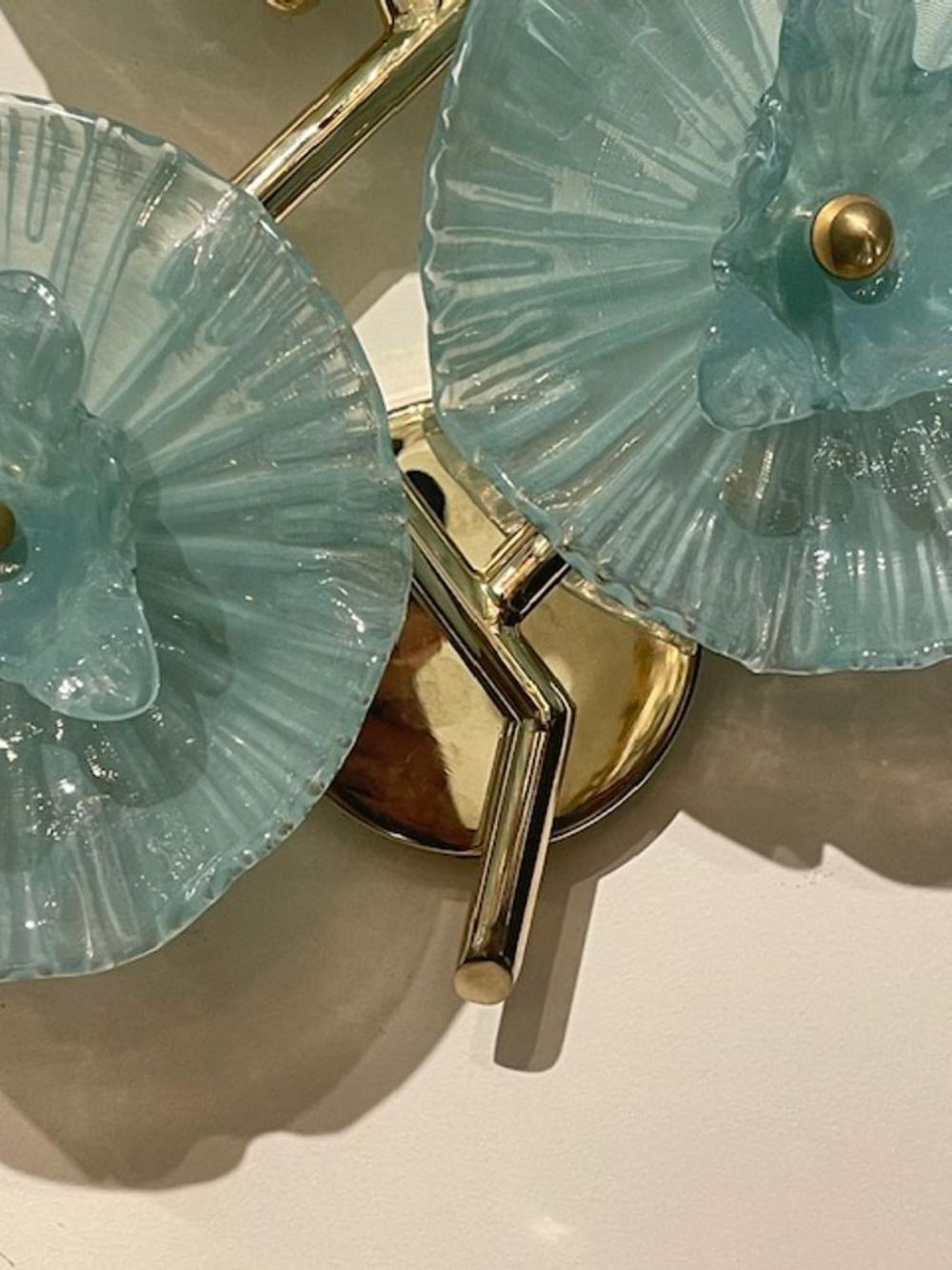 Pair of Murano Green Flower Disc Sconces - Image 7