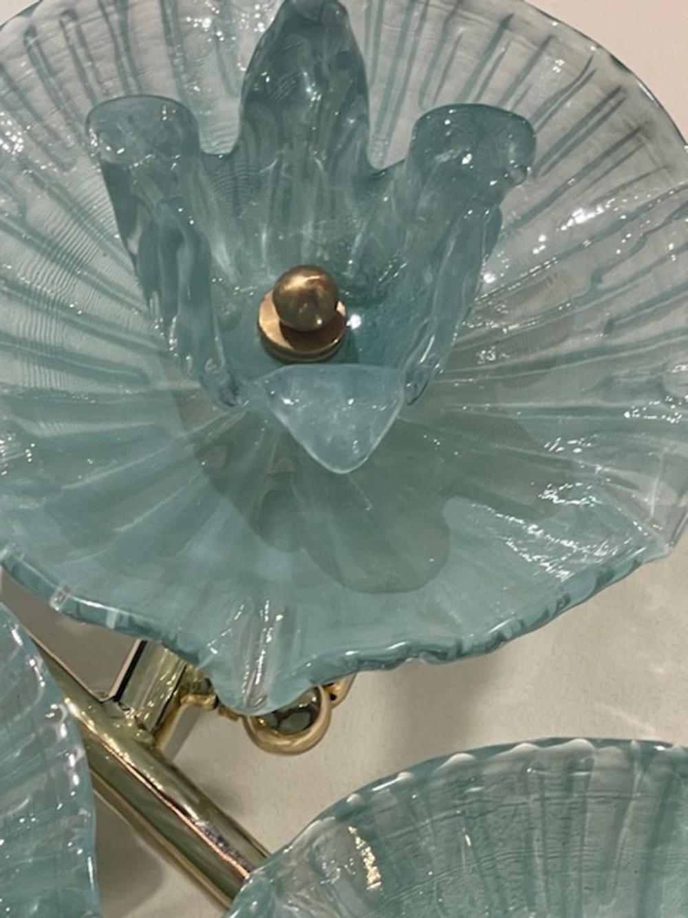 Pair of Murano Green Flower Disc Sconces - Image 8
