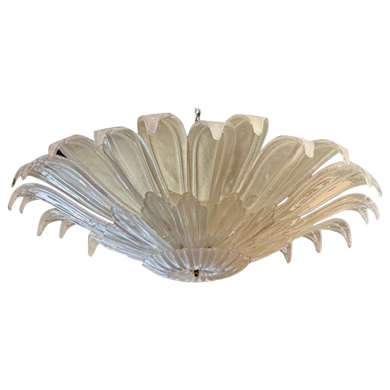 Modern Murano Frost Glass Flower Form Flush Mount Chandelier