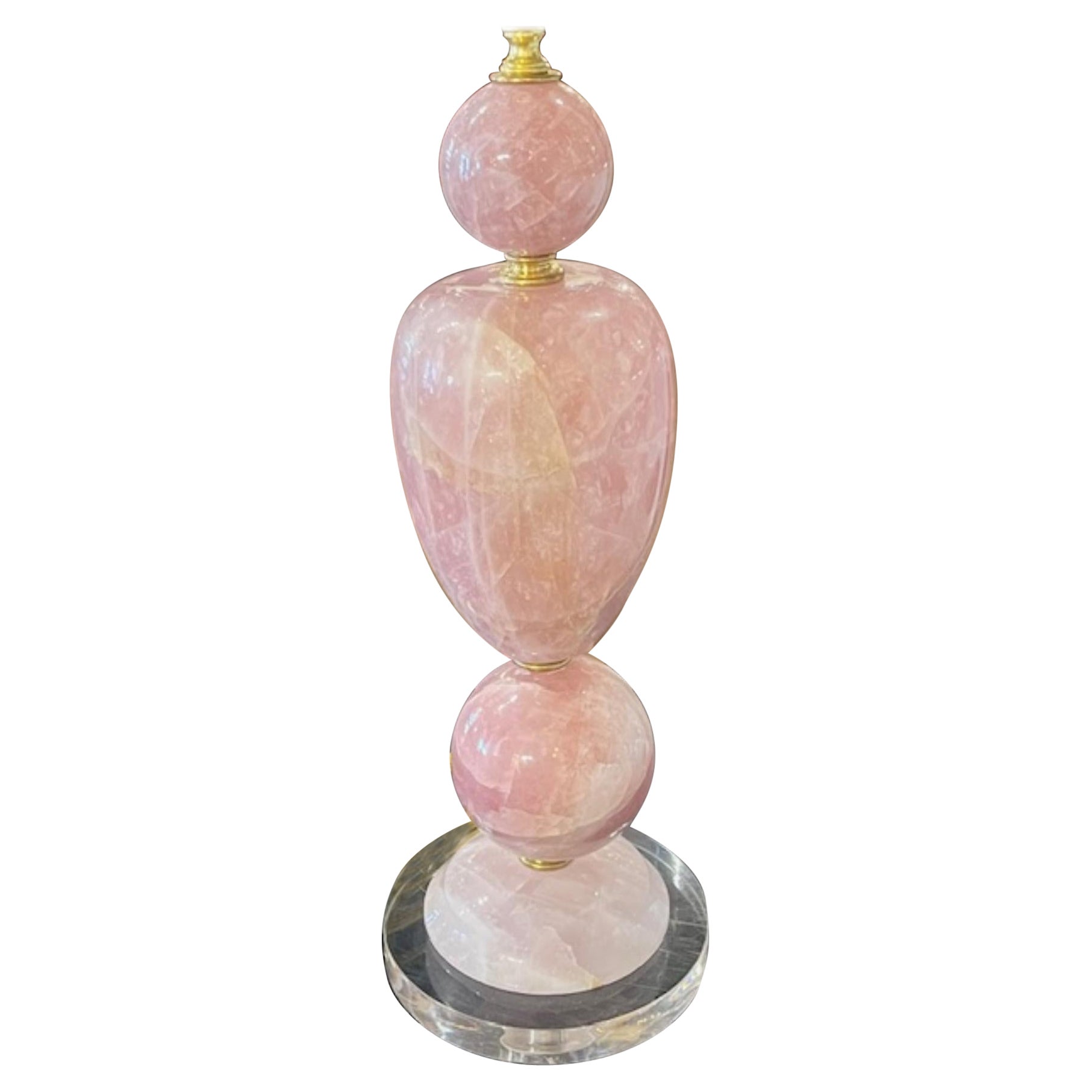 Vintage Polished Rose Quartz Lamp